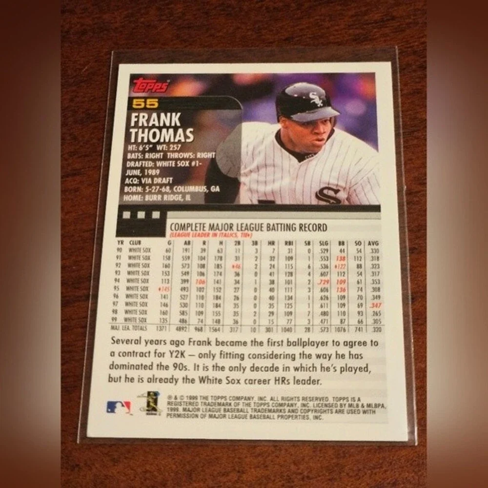 #55 Frank Thomas MLB Collectible Card